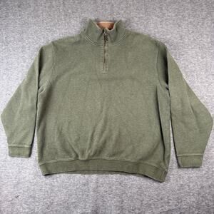 VTG Turnbury Men's Quarter Zip Pullover Sweatshirt XXL 100% Cotton Olive Green